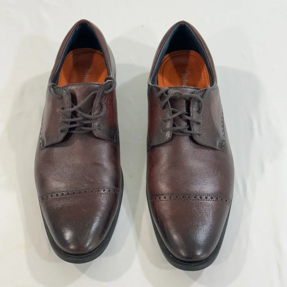 Belvedere Simone Oxford Mens 14D Brown Leather Cap Toe Dress Shoes Brogue Brazil